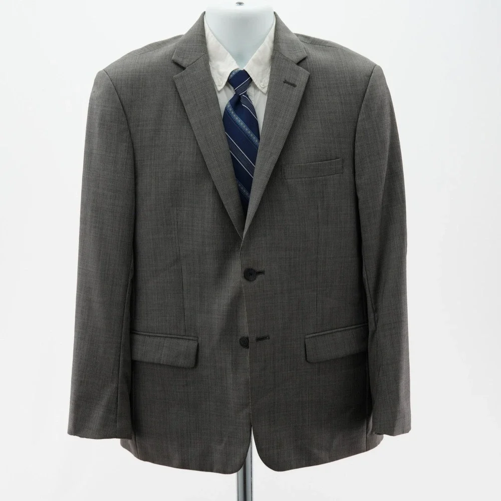 DAMAGED Joseph Jos A Bank Wool Gray Black Check Blazer 38S Tagged 40S Slim Fit